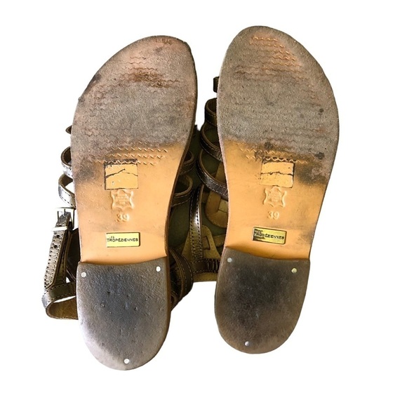 LesTropeziennes Womens Sz39 Brown Metallic Gladiator Sandals, Hicelot, Boho, Sz8 - Picture 5 of 9